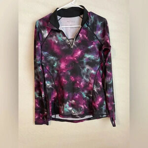 Ideology women’s pullover quarter zip lightweight galaxy print jacket size S
